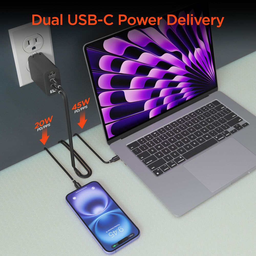 Hypercel SpeedBoost 65W Multi Travel Charger in Black, , large