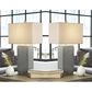 Signature Design by Ashley Sofa in Pewter and a Pair of Lamps Set, , large