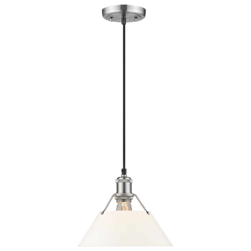 Golden Lighting Orwell 1-Light Medium Pendant with Opal Glass Shade in Pewter, , large