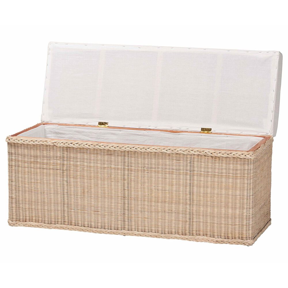 Baxton Studio Barid Rectangle Storage Bench in Natural, , large