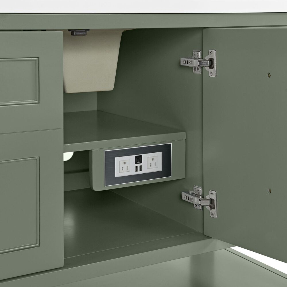 James Martin Vanities Breckenridge 60" Single Bathroom Vanity in Smokey Celadon with 3 cm Ethereal Noctis Quartz Top, Rectangular Sink and FreePower Wireless Charger, , large