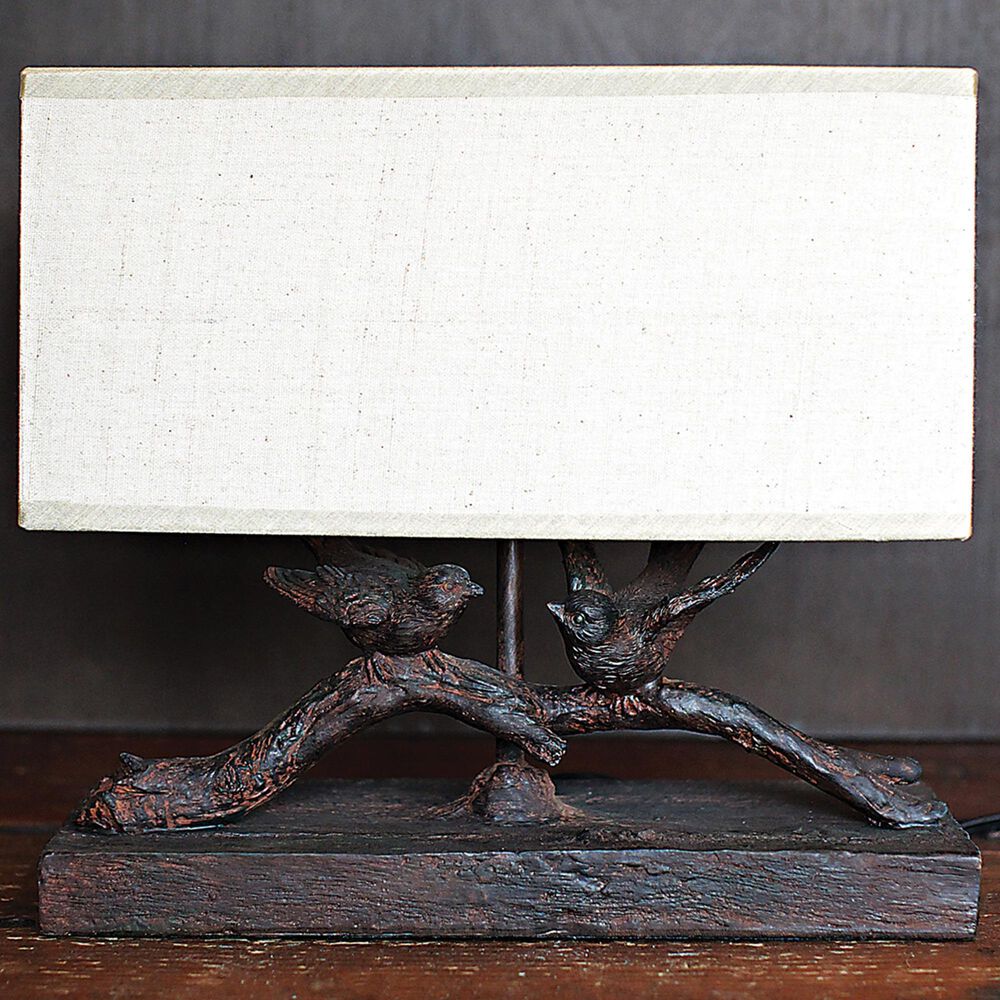 Creative Coop Bird Table Lamp with Rectangle Shade in Black, , large