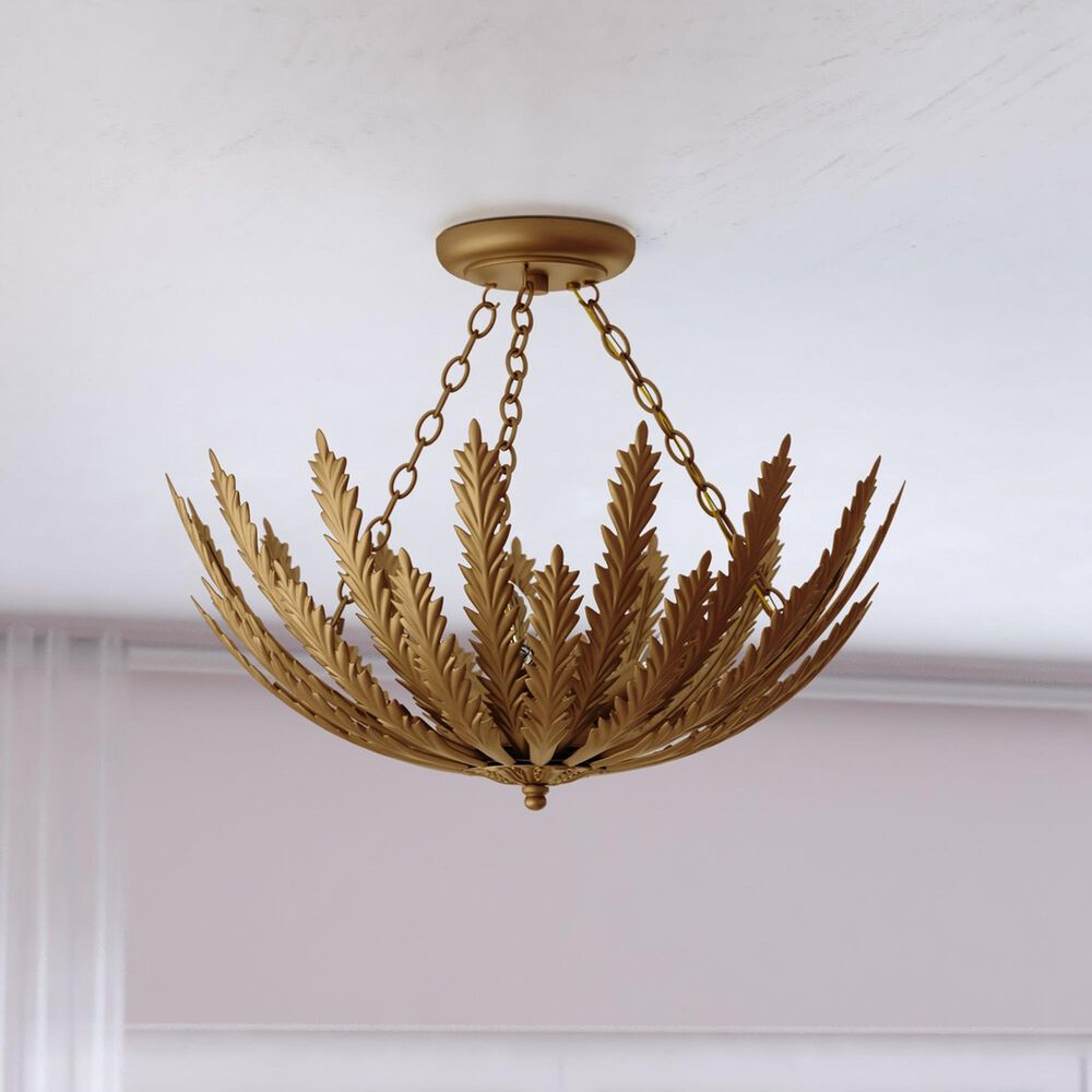 Vaxcel International Co. Ltd. Ozette 3-Light Semi-Flush Mount in Painted Gold, , large