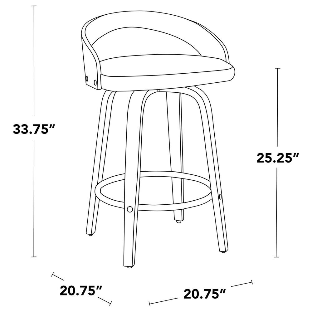 LumiSource Grotto 26" Swivel Counter Stool with White Faux Leather Upholstery in Light Grey and Black (Set of 2), , large