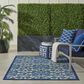 Nourison Aloha Damask 5"3" x 7"5" Grey and Blue Indoor/Outdoor Area Rug, , large