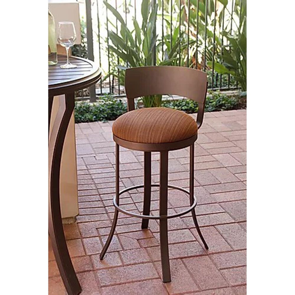 Delaware Dining Bailey 26" Patio Swivel Barstool with Dupione Oak Seat in Sun Bronze, , large