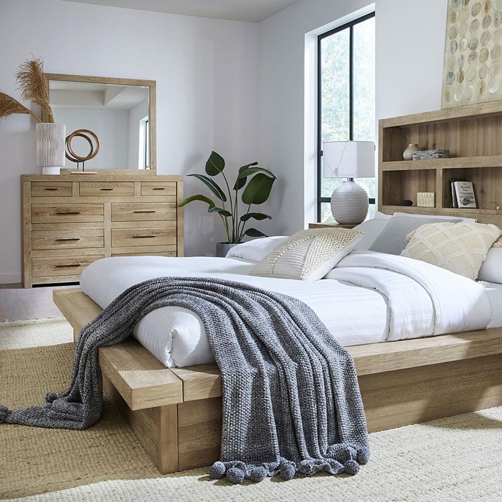 Riva Ridge Modern Loft Chesser and Mirror in Khaki, , large
