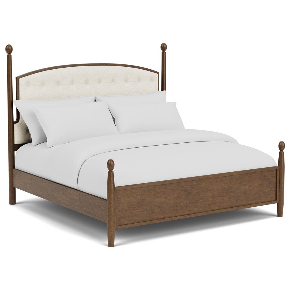 Riverside Furniture Calhoun Queen Upholstered Panel Bed in Whiskey Oak, , large