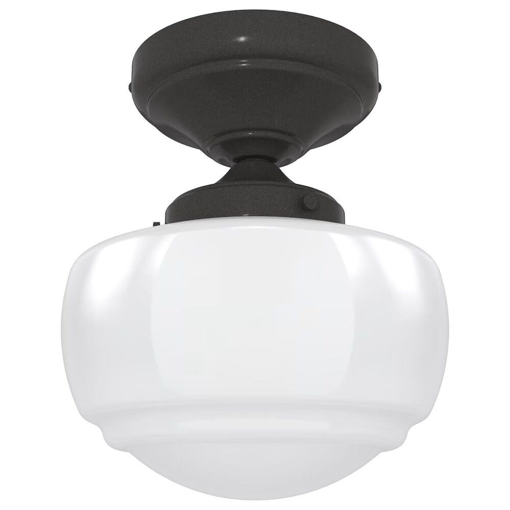 Hunter Saddle Creek 1-Light Mini Semi Flush with Shiny Cased White Glass in Noble Bronze, , large
