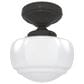 Hunter Saddle Creek 1-Light Mini Semi Flush with Shiny Cased White Glass in Noble Bronze, , large