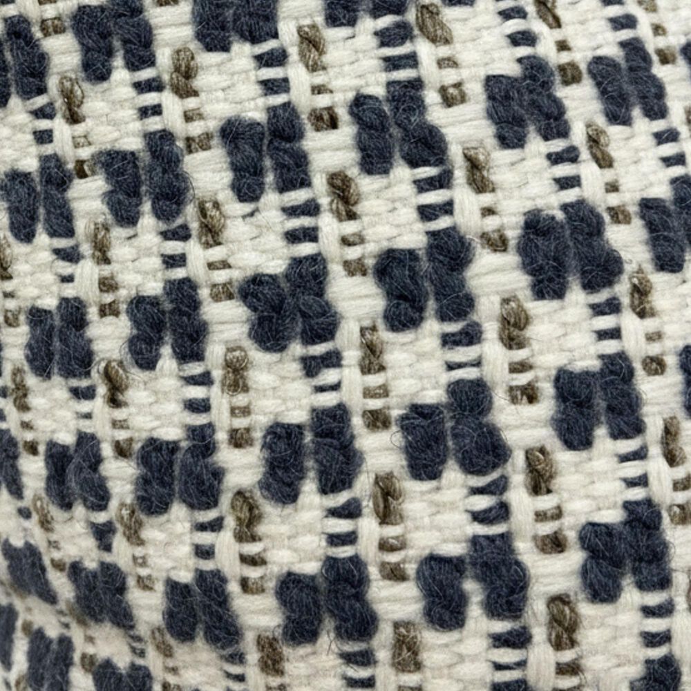 Howard Elliott Furley Short Pouf in Navy and Ivory, , large