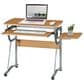 Rta Products Llc Compact Computer Desk with Side Shelf and Keyboard Panel in Cherry and Silver, , large