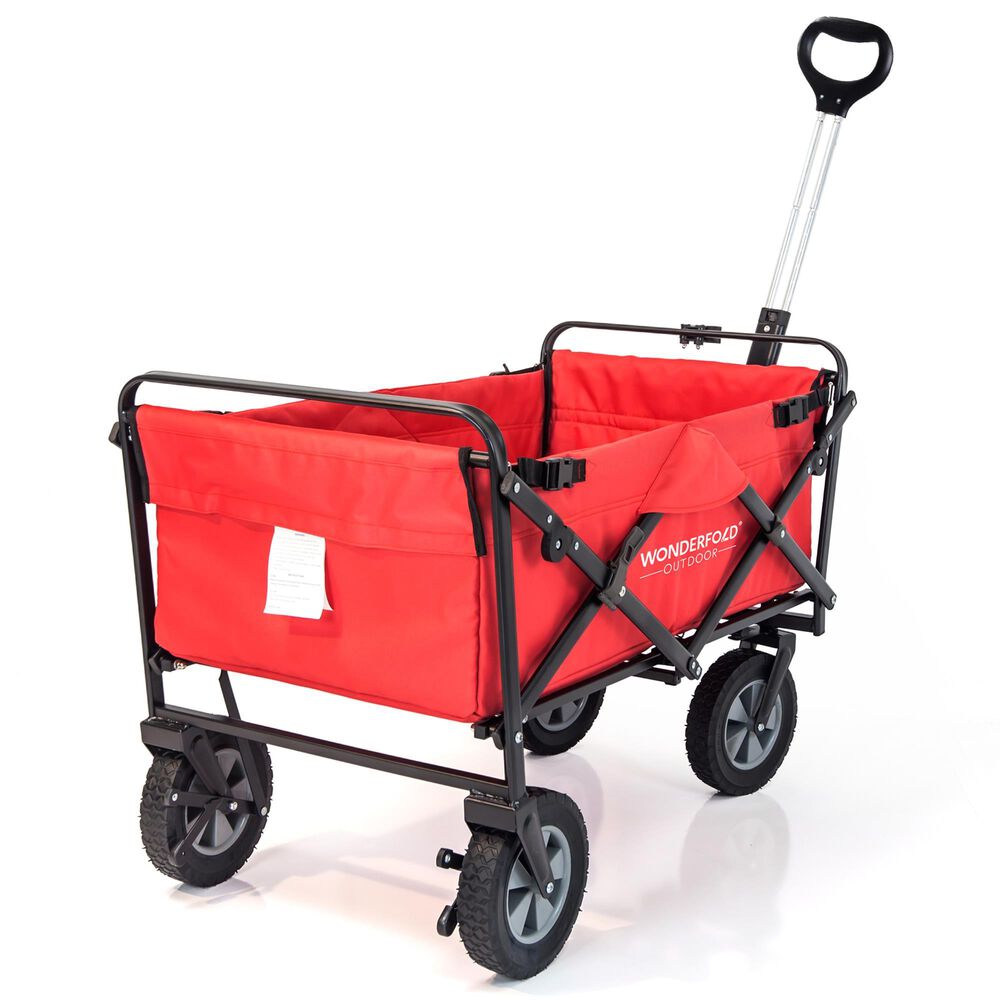 Wonderfold Utility Folding Wagon with Stand in Red, , large