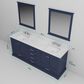Lexora Home Dukes 80" Double Bathroom Vanity in Navy Blue with 2 cm White Cultured Marble Top and Rectangular Sinks, , large