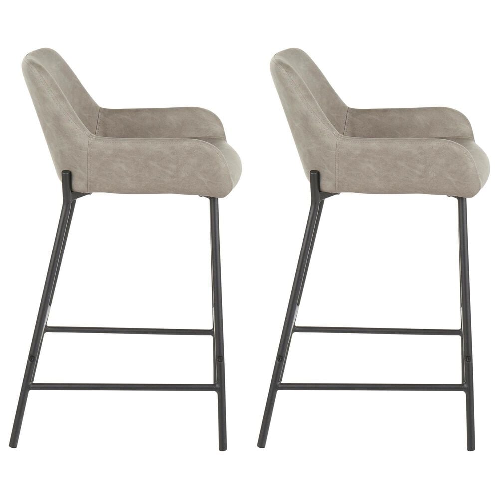 LumiSource Daniella 24" Counter Stool with Grey Upholstery in Black (Set of 2), , large
