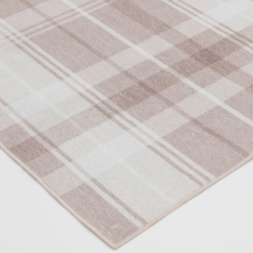 Central Oriental Rugease Plaid 5&#39; x 7&#39; Beige and Ivory Area Rug, , large