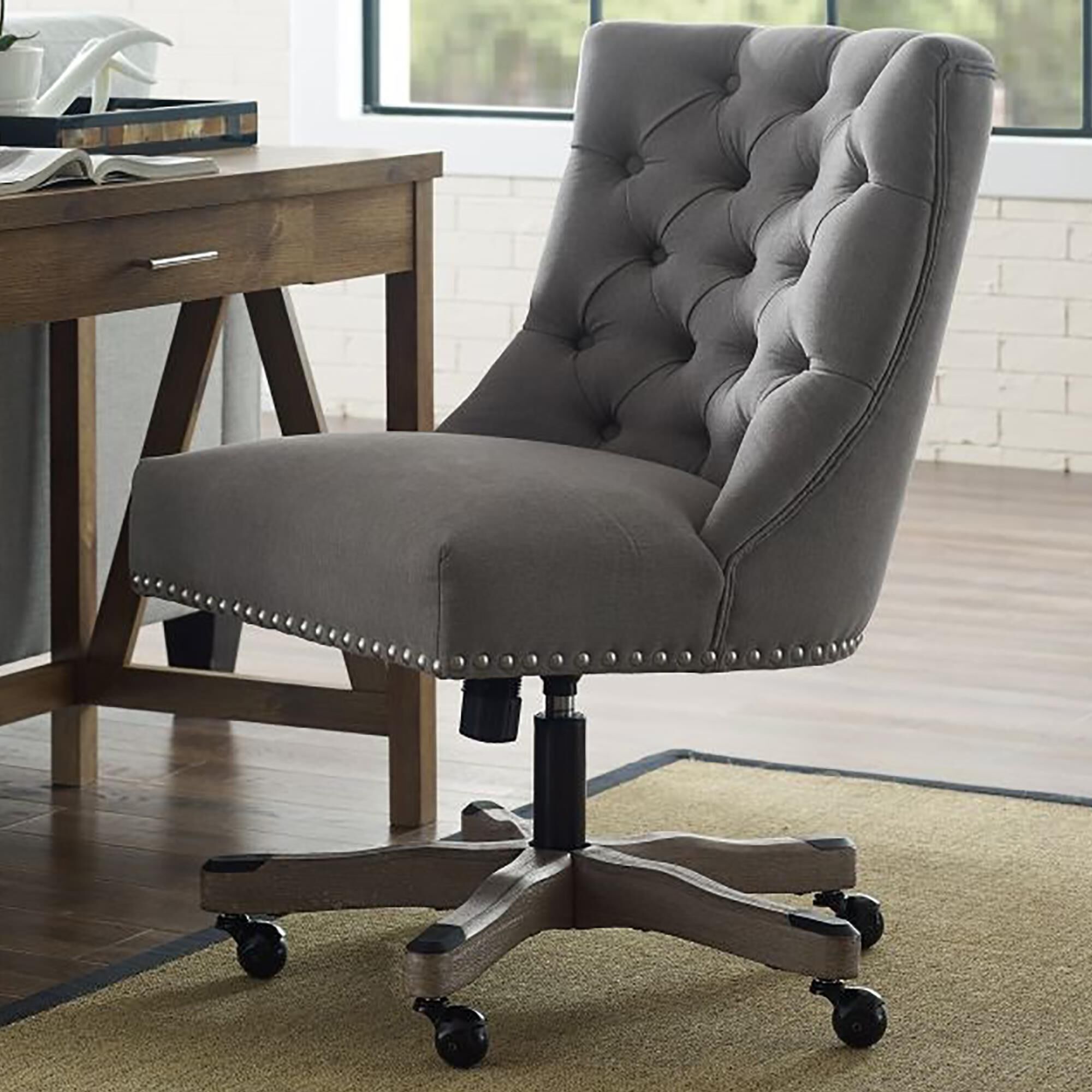 Grey tufted clearance desk chair