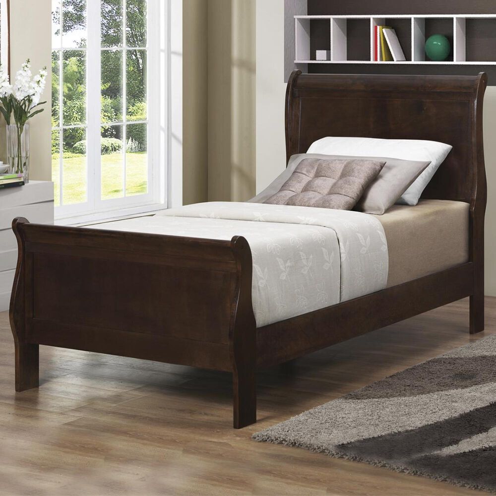 Pacific Landing Louis Philippe Twin Sleigh Bed in Cappuccino, , large