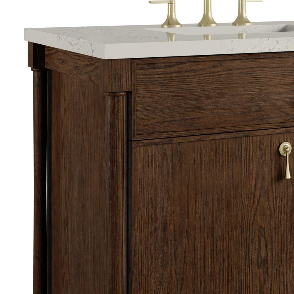 James Martin Kinnsden 36" Single Bathroom Vanity in Sable Oak with 3 cm Siberian Silestone Top and Rectangular Sink, , large