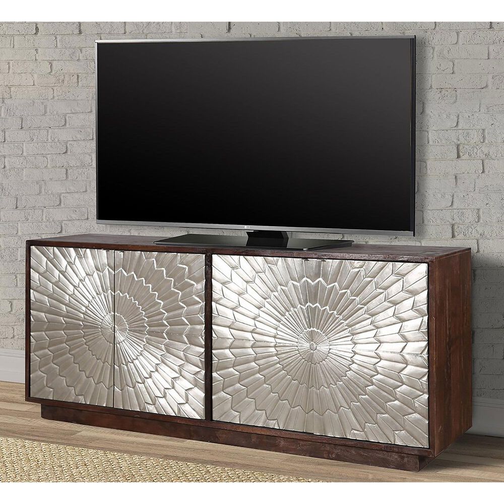 Simeon Collection Crossings Palace 78&quot; TV Console in Silver Clad and Antique Walnut, , large