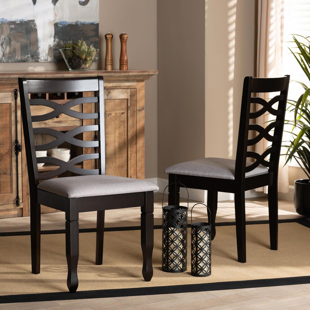 Baxton Studio Lanier Side Chair with Grey Cushion in Espresso Brown (Set of 2), , large
