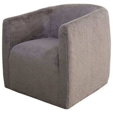 Signature Design by Ashley Bramner Swivel Accent Chair in Charcoal Faux Fur, , large