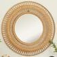 Maple and Jade 36" Round Rattan Tribal Handmade Intricately Weaved Wall Mirror in Light Brown, , large
