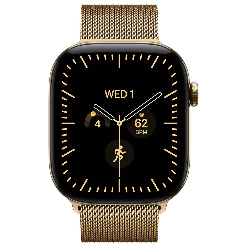 Apple Watch Series 12 (GPS + Cellular) 46mm Radiant Gold Titanium Case with Radiant Gold Milanese Loop - M/L and 2-Year AppleCare+, , large
