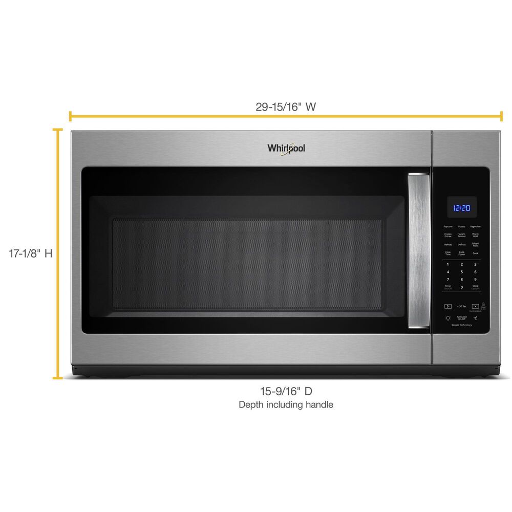 Whirlpool 1.9 Cu. Ft. Capacity Steam Microwave with Sensor Cooking in Stainless Steel, , large