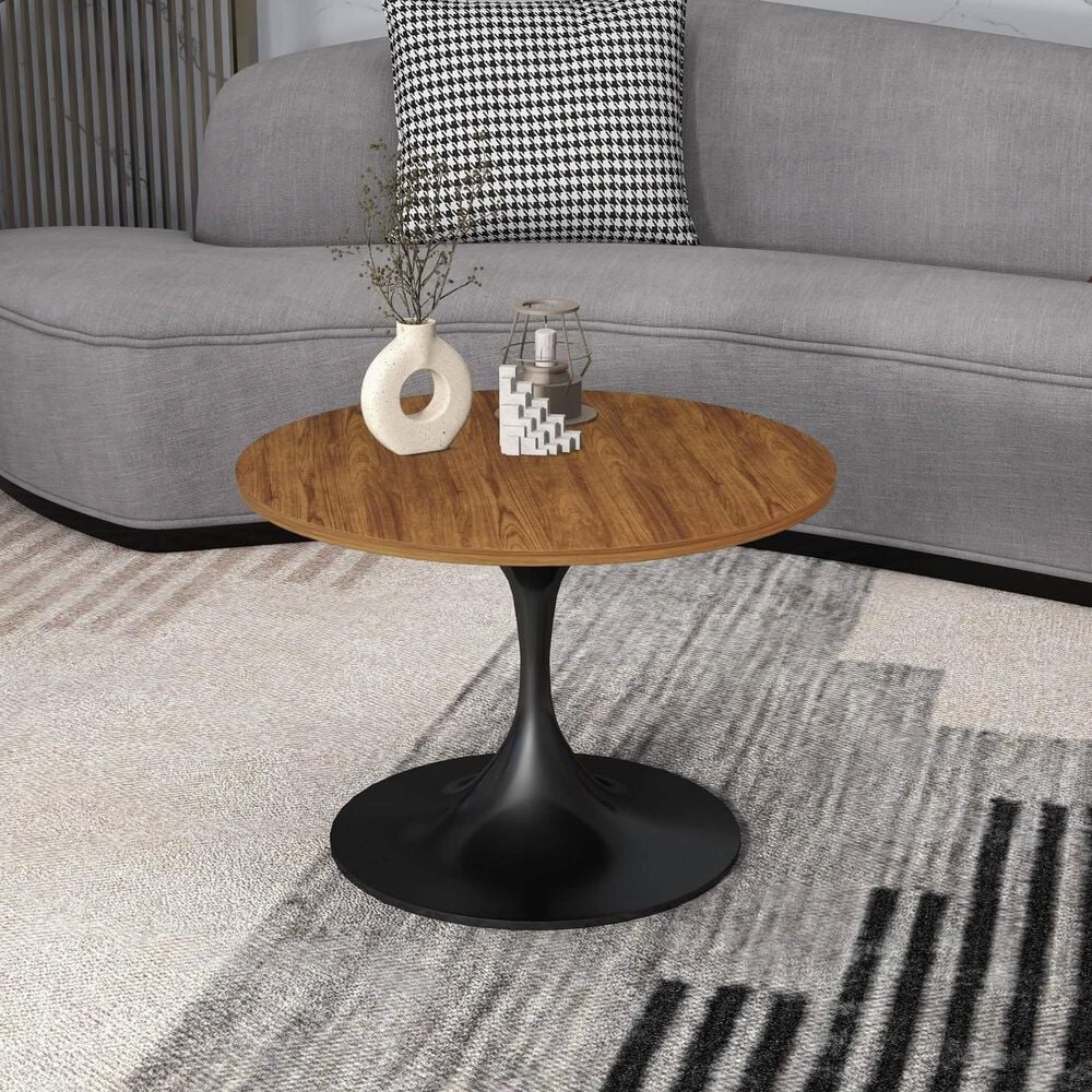 Leisuremod Verve 27&quot; Coffee Table with MDF Top in Black and Brown, , large