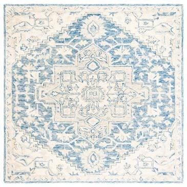 Safavieh Micro-Loop MLP503M 7" Square Blue and Ivory Area Rug, , large