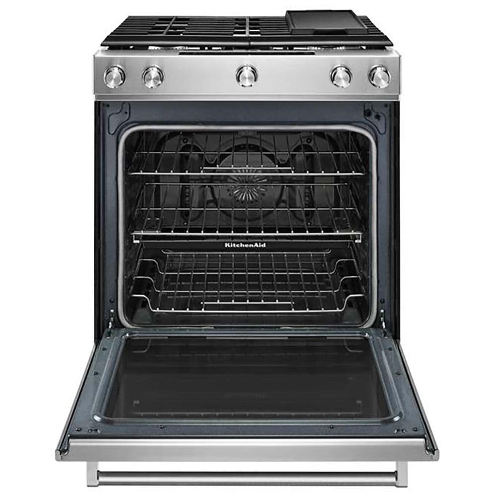KitchenAid 2-Piece Kitchen Package with 30&quot; Gas Range and 1.1 Over-the-Range Microwave in Stainless Steel, , large