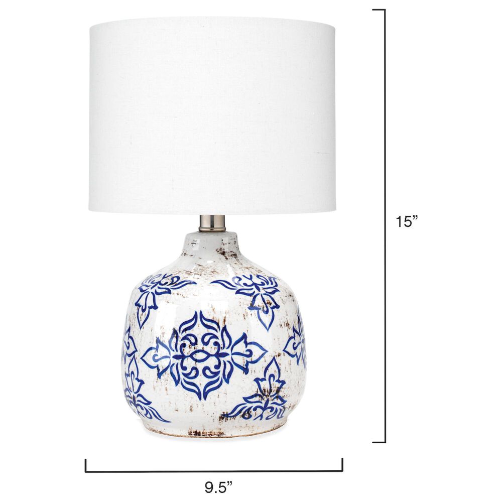 Splendor Living Milfordon Table Lamp in Distressed White and Blue, , large