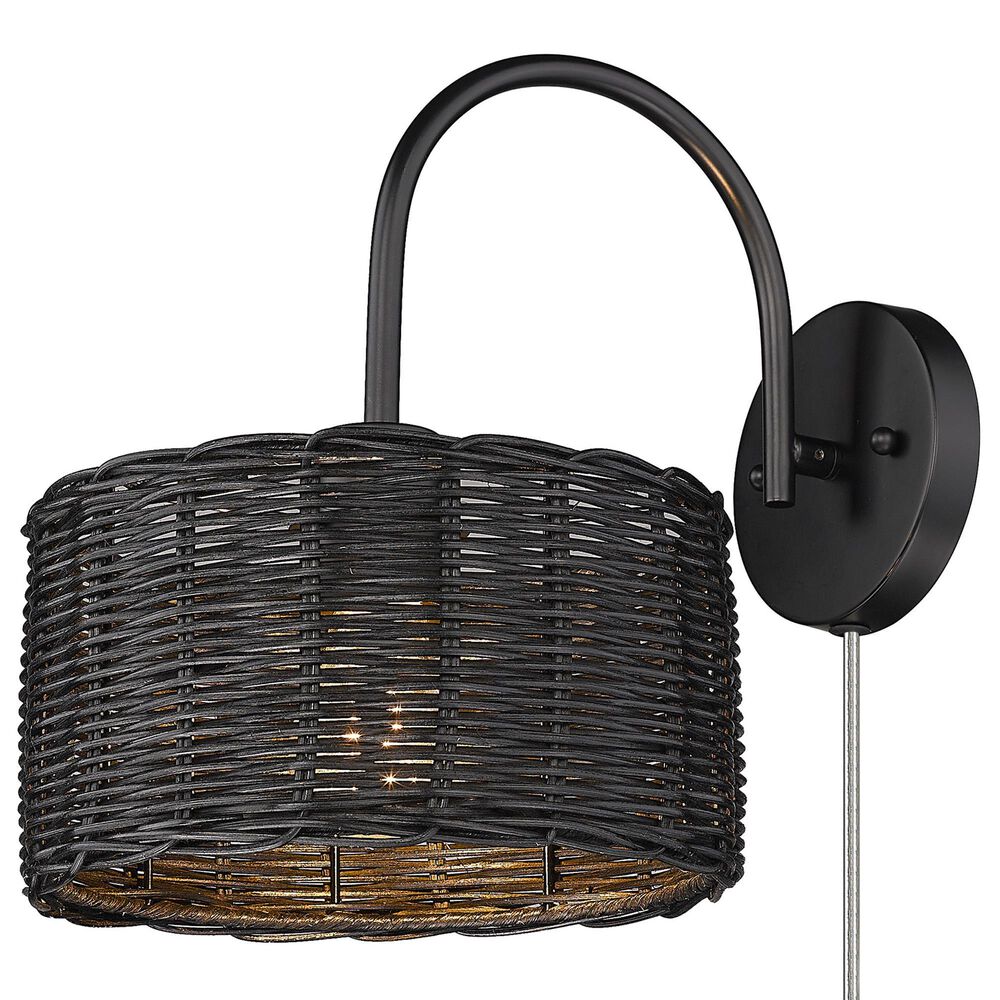 Golden Lighting Erma 1-Light Wall Sconce in Matte Black, , large