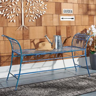 Safavieh Hadley Patio Bench in Antique Blue, , large