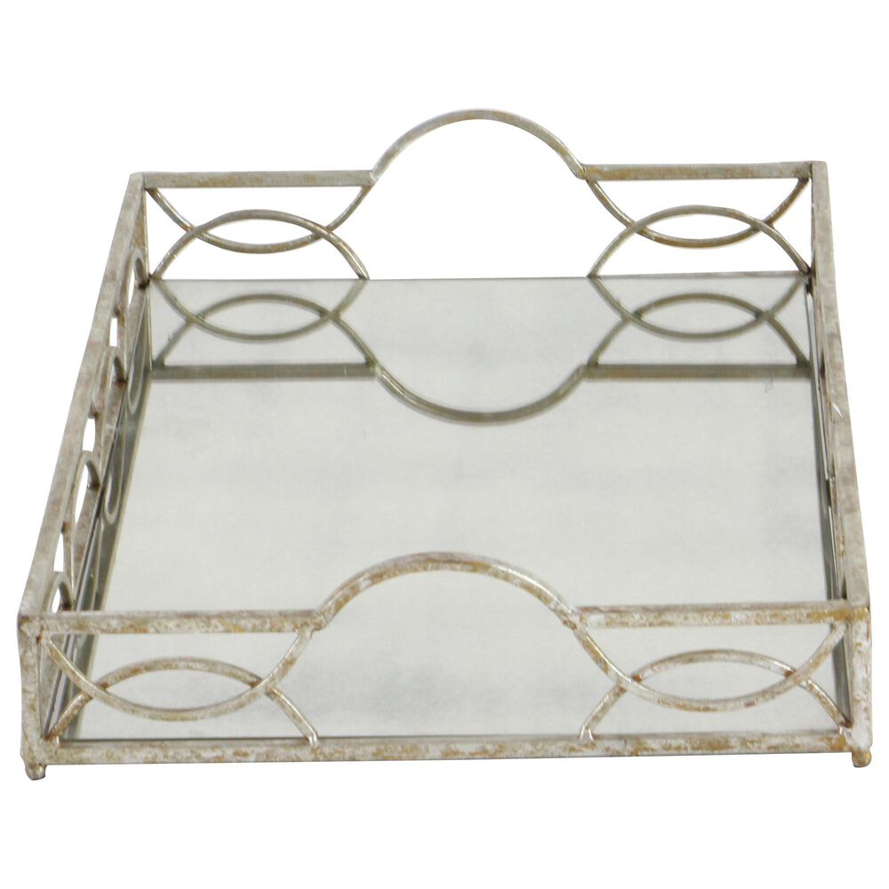 Maple and Jade Metal Glam Tray in Silver, , large