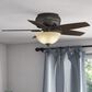 Hunter Newsome Low Profile 42" Ceiling Fan with Frosted Amber Lights in Premier Bronze, , large