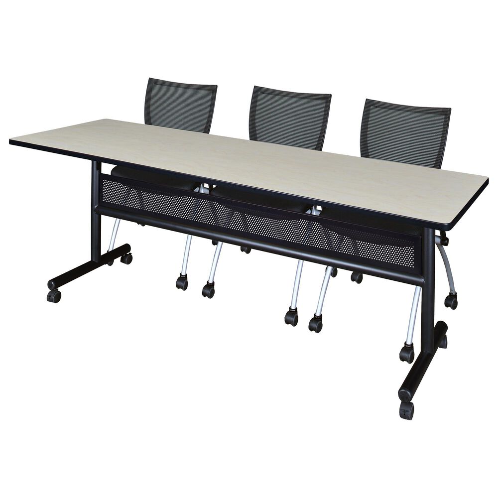Regency Global Sourcing 4-Piece Mobile Training Table Set in Maple/Black/Silver, , large