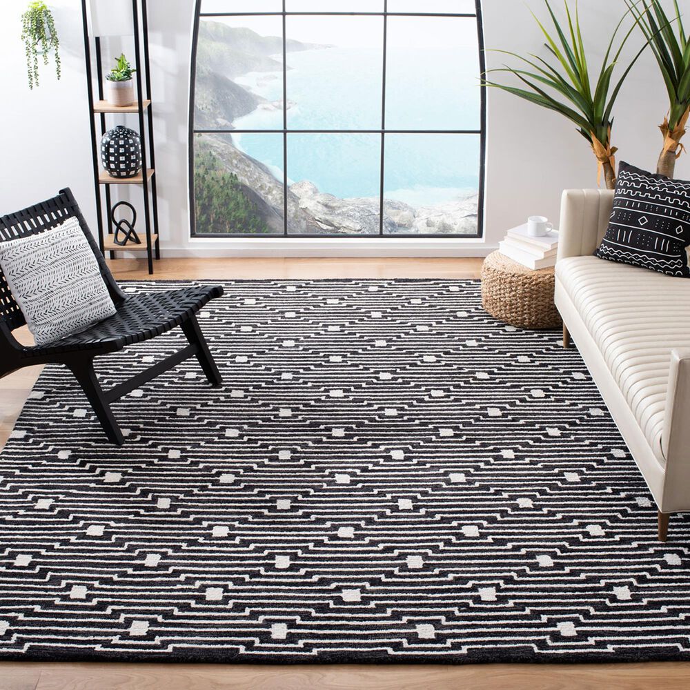 Safavieh Micro-Loop MLP166H 8&#39; x 10&#39; Charcoal and Ivory Area Rug, , large