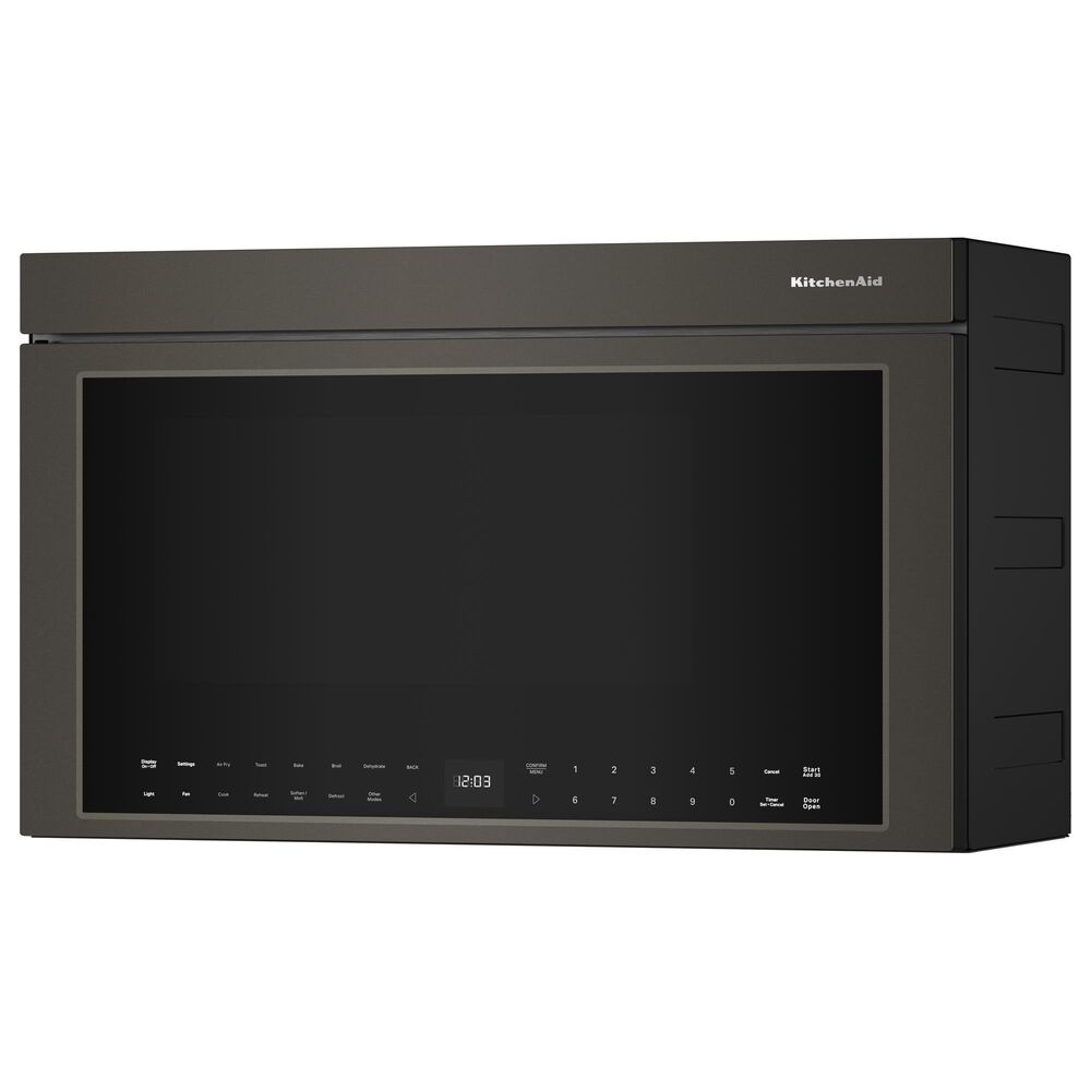 KitchenAid 2-Piece Kitchen Package with 30" Slide-In Smart Electric Range and 30" Over-the-Range Microwave Oven in Black Ore, , large