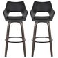 LumiSource Mustang 30" Swivel Bar Stool with Black Faux Leather Upholstery in Glazed Walnut and Black (Set of 2), , large
