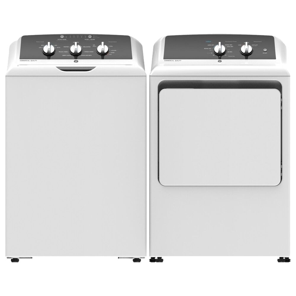 GE Appliances 6.2 Cu. Ft. Gas Dryer in White and Stainless Steel, , large