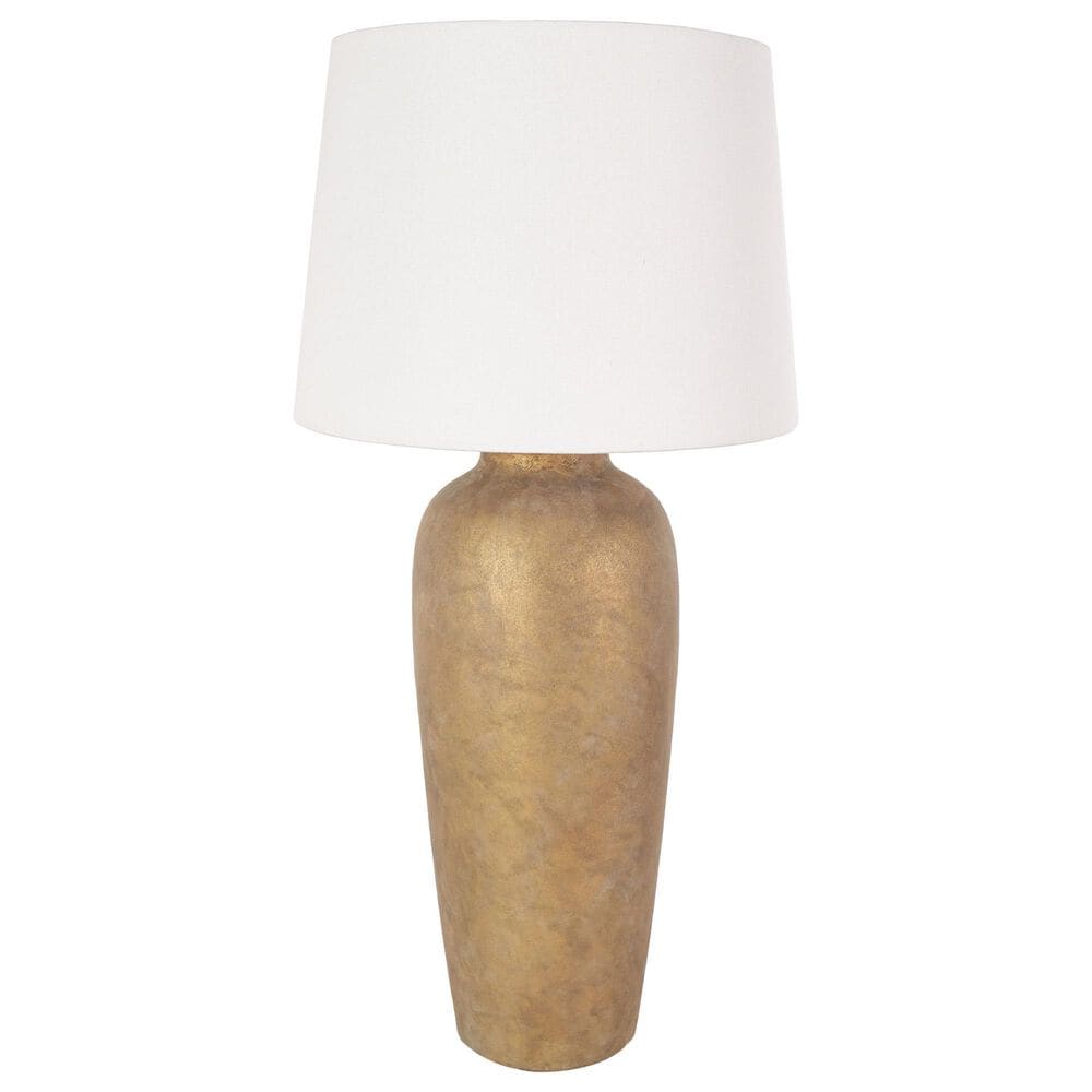 Maple and Jade 35" Ceramic Table Lamp with Cream Linen Shade in Brown, , large