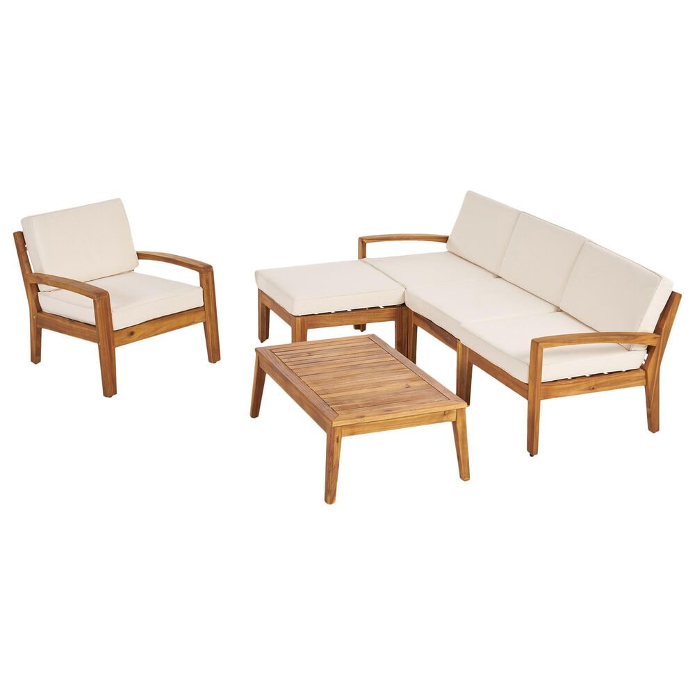 Noble House Grenada 6-Piece Patio Sectional Sofa Set in Beige, , large