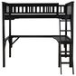 Linon Home Decor Levi Twin Workstation Loft Bed with Desk in Black, , large