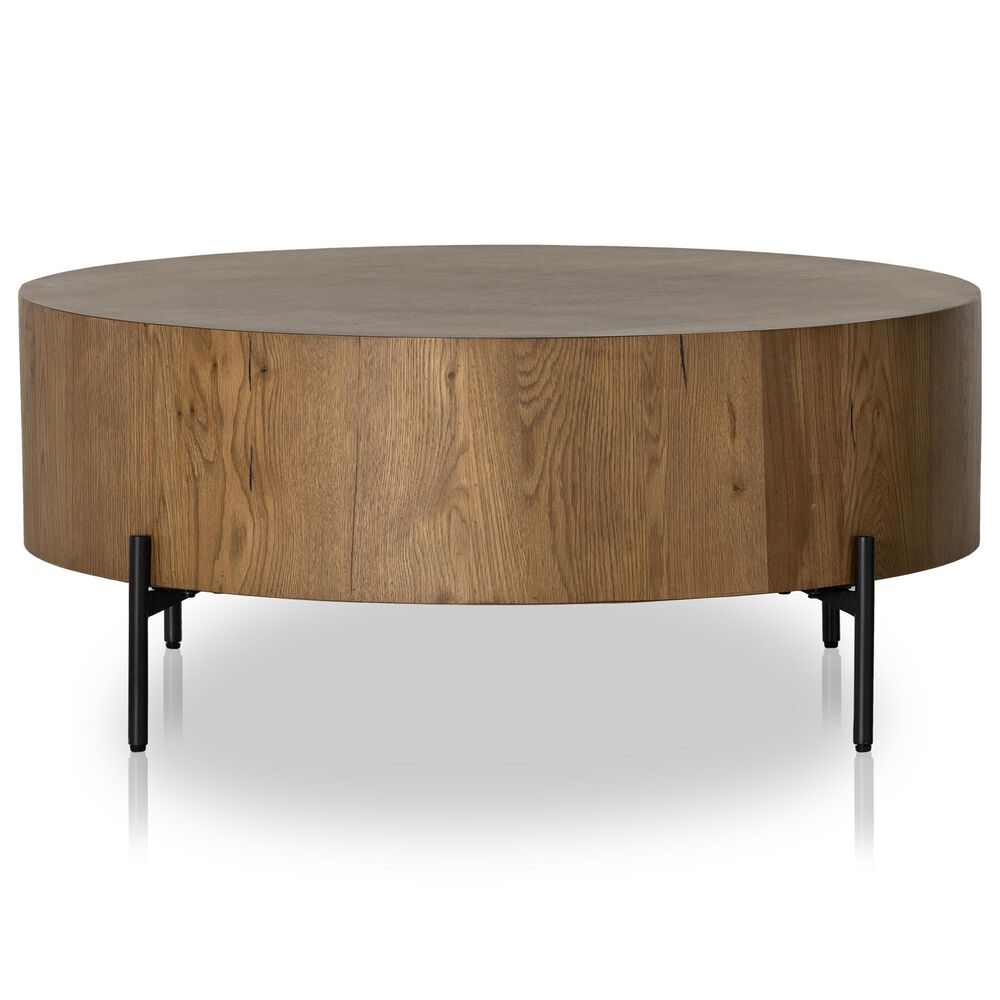 Four Hands Eaton Drum Coffee Table in Amber Oak, , large