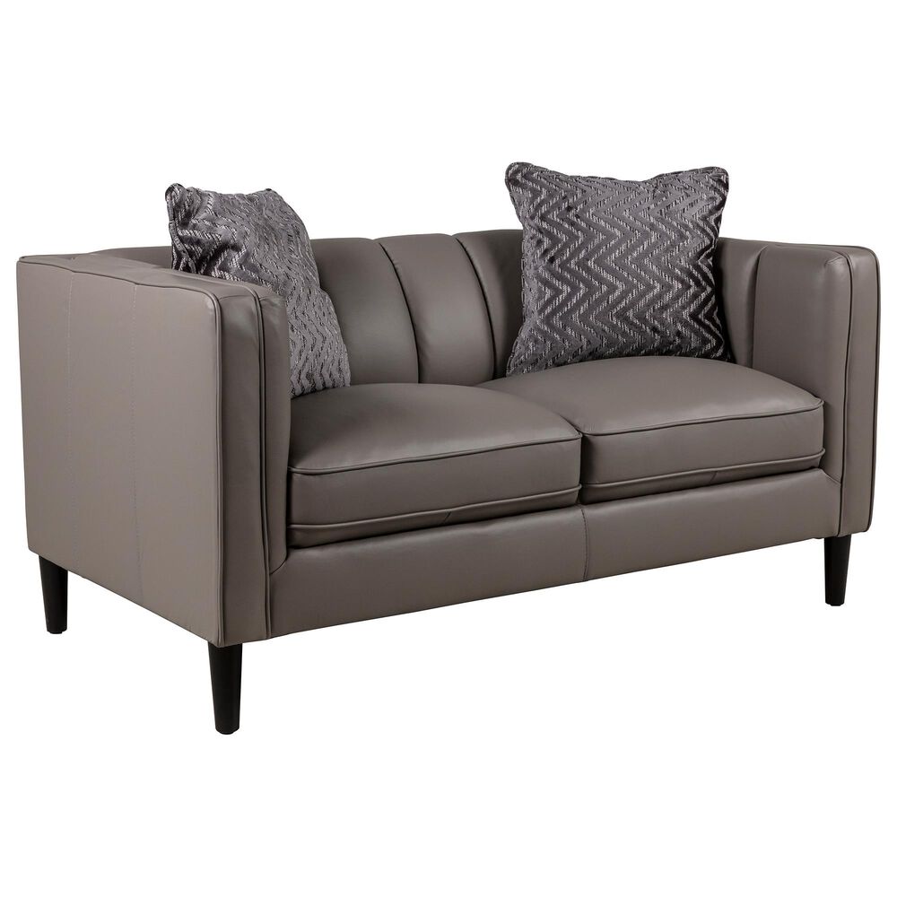 Sienna Designs Leather Stationary Loveseat in Bali Light Grey, , large