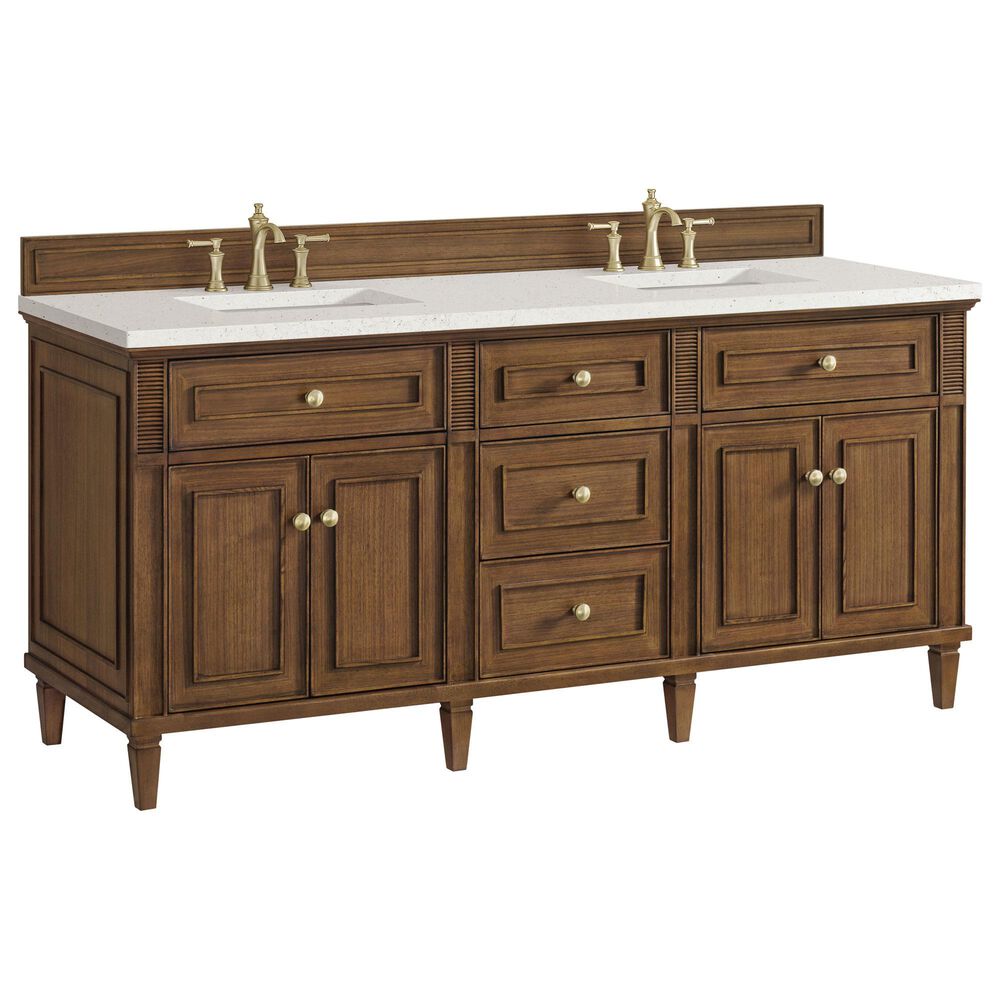 James Martin Vanities Lorelai 72"Double Vanity in Mid-Century Walnut with 3 cm Lime Delight Quartz Top, , large