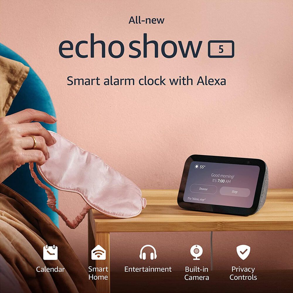 Amazon Echo Show 5 3rd Gen Smart display with deeper bass and clearer sound in Charcoal, , large