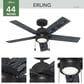 Hunter Erling 44" Ceiling Fan with LED Light in Matte Black, , large
